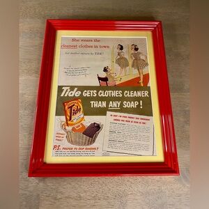 Vtg 1951 TIDE Laundry Detergent Soap‎ Suds Procter Gamble 1950's Print Ad Framed